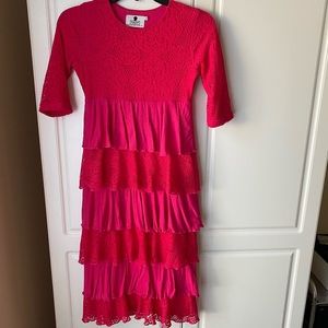 Dainty Jewell’s hot pink lace ruffle dress